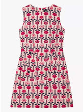 Load image into Gallery viewer, tara-jarmon-russell-womens-short-round-neck-dress-in-printed-mixed-cotton-pink
