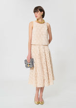 Load image into Gallery viewer, tara-jarmon-womens-jackie-skirt-beige-embossed-floral-pattern
