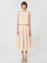 Load image into Gallery viewer, tara-jarmon-womens-jackie-skirt-beige-embossed-floral-pattern
