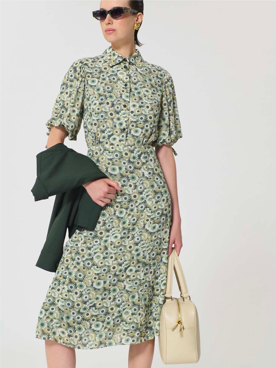 green emerald velvet dress Tara Jarmon Women's Rachel Dress Green Floral Print – bowns cambridge