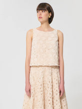 Load image into Gallery viewer, tara-jarmon-womens-tulipe-top-beige-embossed-floral-pattern
