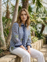 Load image into Gallery viewer, vilagallo-womens-ikat-shirt-palm-trees-print-33218
