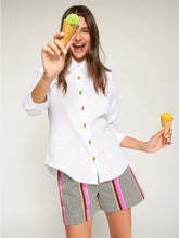 Load image into Gallery viewer, vilagallo-womens-veblanca-emb-white-shirt-with-embroidered-ice-cream

