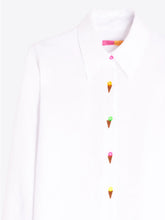 Load image into Gallery viewer, vilagallo-womens-veblanca-emb-white-shirt-with-embroidered-ice-cream
