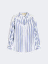 Load image into Gallery viewer, weekend-by-maxmara-wkdtessile-womens-striped-cotton-shirt-with-eyelet-lace-navy

