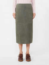 Load image into Gallery viewer, weekend-maxmara-womens-pala-suede-skirt-khaki

