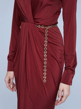 Load image into Gallery viewer, L&#39;agence Thea Long Black Cherry Dress with Chains
