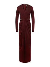 Load image into Gallery viewer, L&#39;agence Thea Long Black Cherry Dress with Chains
