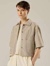 Load image into Gallery viewer, Margaret-Howell-Drop-Pocket-shirt-Candy-Stripe-Cinnamon-Off-White
