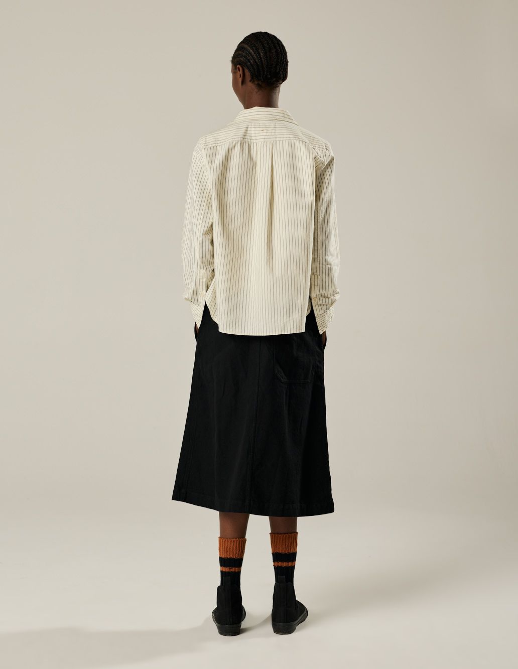 Margaret Howell MHL Field Skirt Worn Linen Cotton Drill Black
