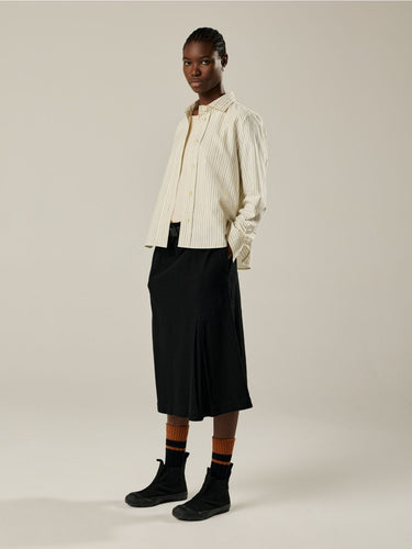Margaret-Howelll-mhl-Field Skirt-Worn-Linen-cotton-Drill-Black