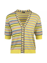 Load image into Gallery viewer, Paul-Smith-Yellow-Knitted-Stripe-Cardigan
