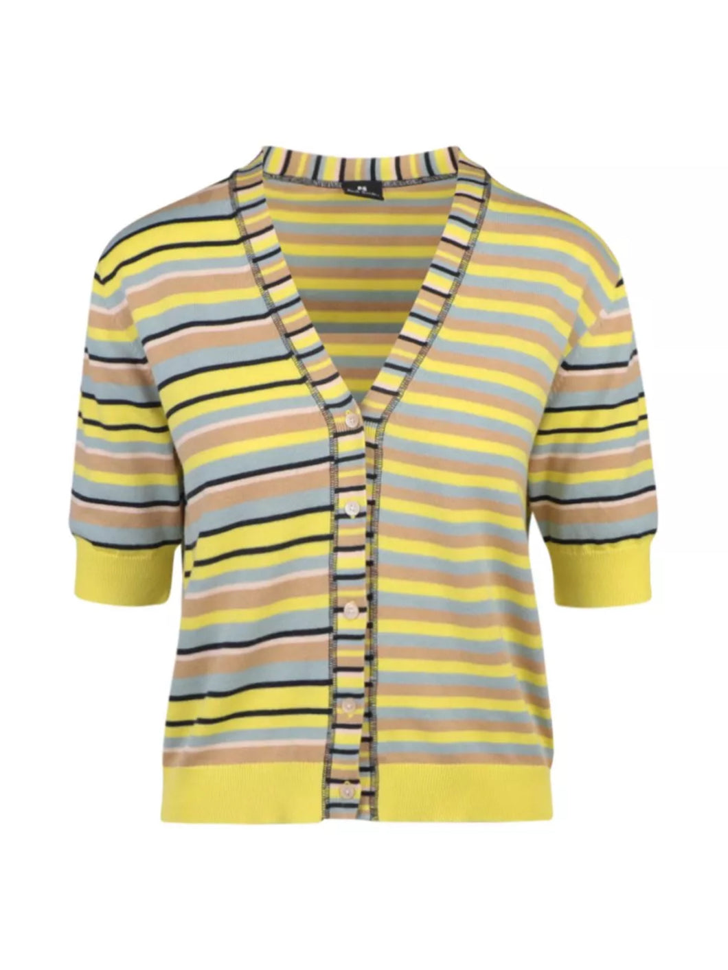 Paul-Smith-Yellow-Knitted-Stripe-Cardigan