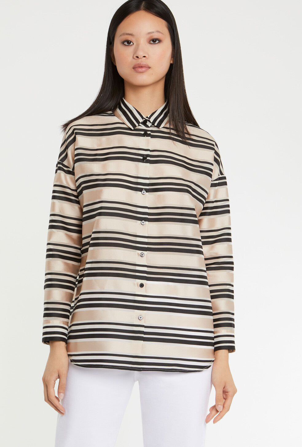 Paule Ka Striped Silk Blend Organza Shirt