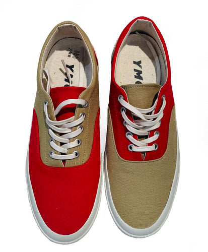 YMC TWO TONE CANVAS PUMPS-RED-KHAKI-BOWNS